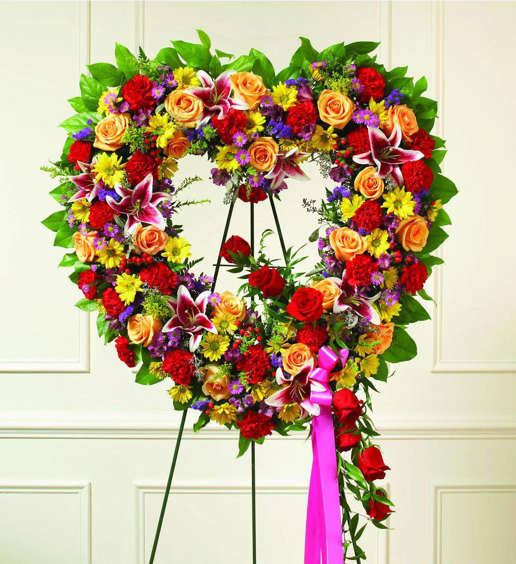 Colorful Sympathy Heart Wreath Avas Flowers