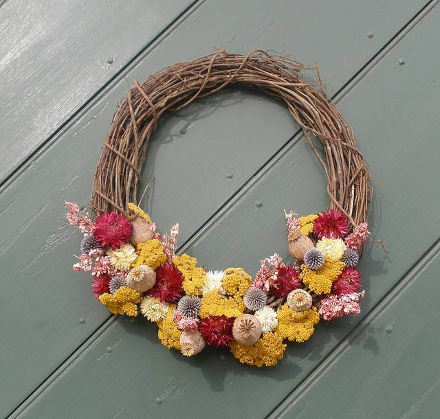 Grapevine Wreath of Dead Flowers