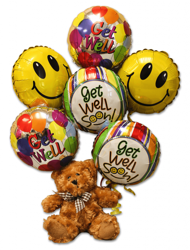 Avas teddy bear with mylar balloons