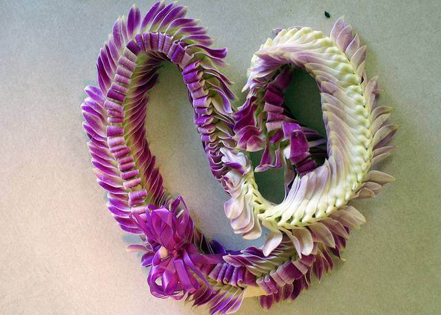 Purple & White Leis