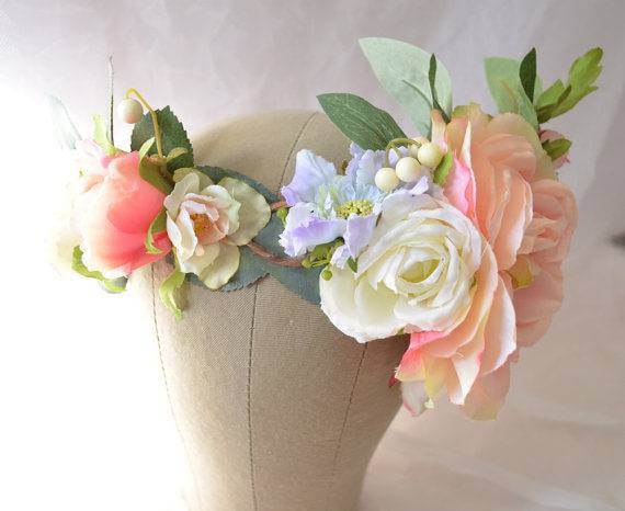 Peach Themed Flower Crown