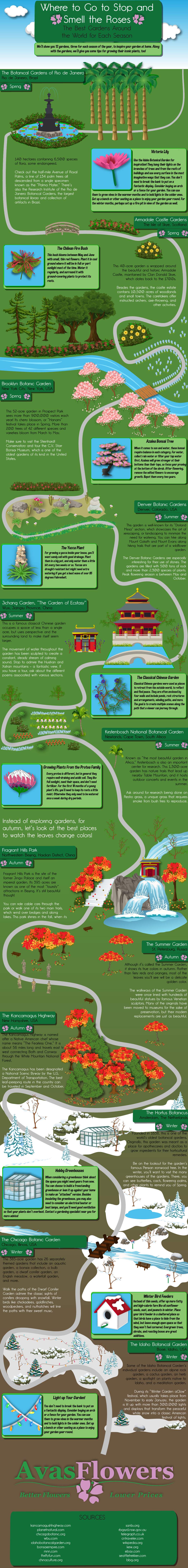 Where to Go to Stop and Smell the Roses - Avasflowers.net - Infographic