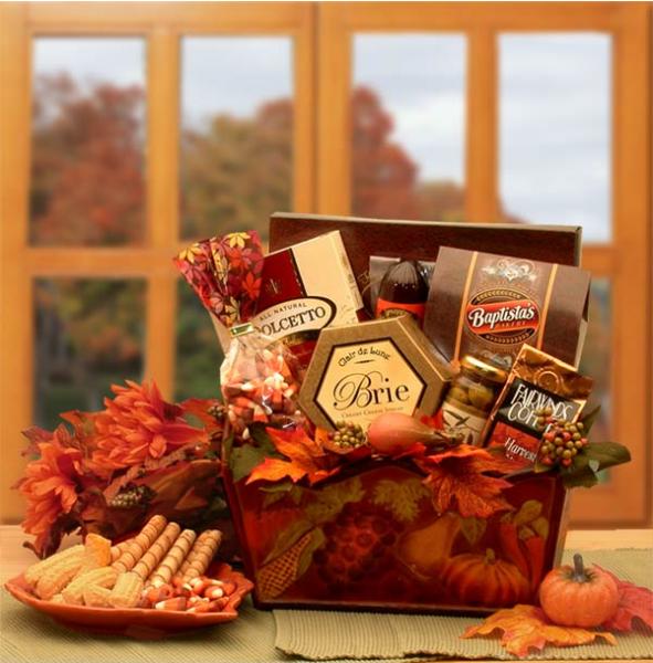 Flowers: A Gourmet Fall Harvest Fall Gift Basket