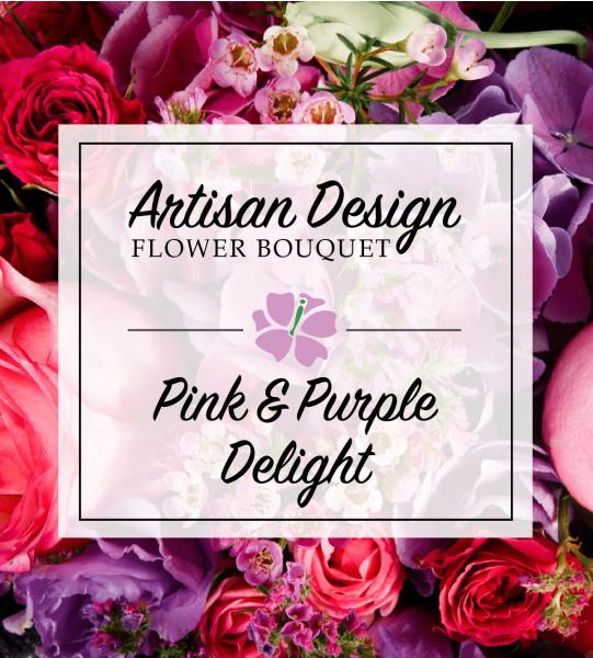 Flowers: Artist's Design: Pink & Purple Delight - DELUXE-Including Vase