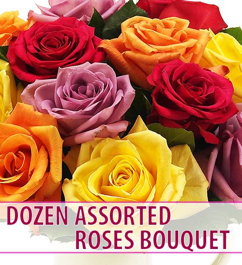 Dozen Assorted Roses Bouquet