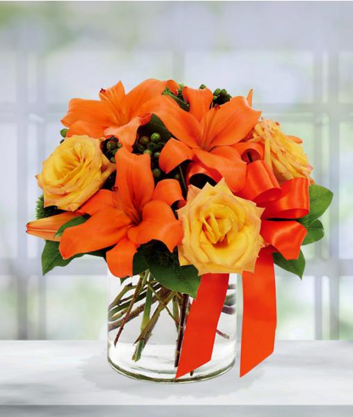 Flowers: Orange Lilies And Roses - Deluxe