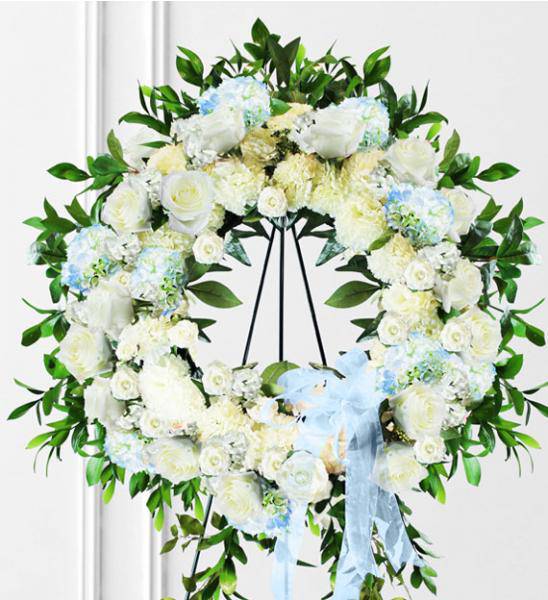 Flowers: Blue Sympathy Wreath - Deluxe