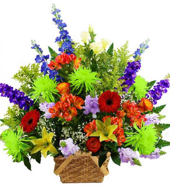 Flowers: Colorful Sympathy Basket - Premium