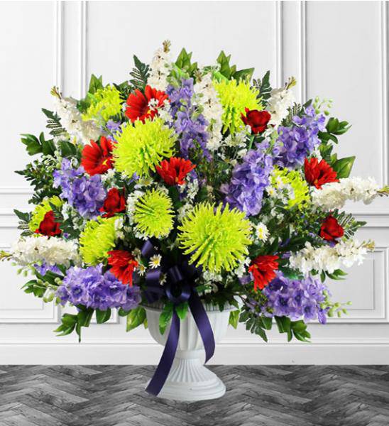 Flowers: Colorful Funeral Floor Basket - Premium