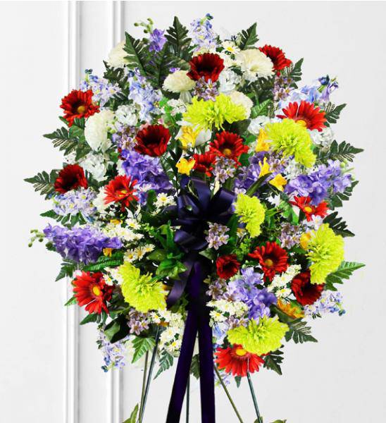 Funeral Spray With Colorful Flowers - Deluxe