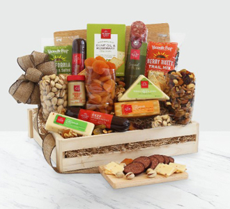 Deluxe Meat & Cheese Wooden Gift Crate