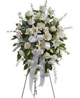 Flowers: Blooming White Standing Spray - DELUXE