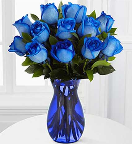 Flowers: Extreme Blue Hues Fiesta Rose Bouquet