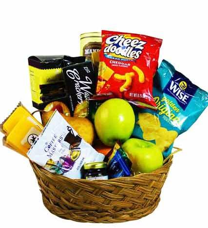 Flowers: Gourmet Fruits And Snacks Basket- Premium