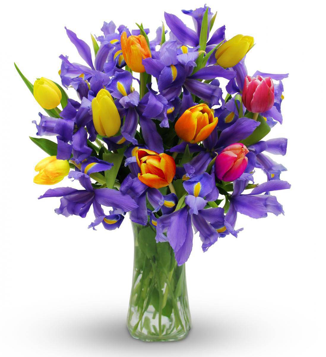 Happy Easter Iris and Tulips Bouquet