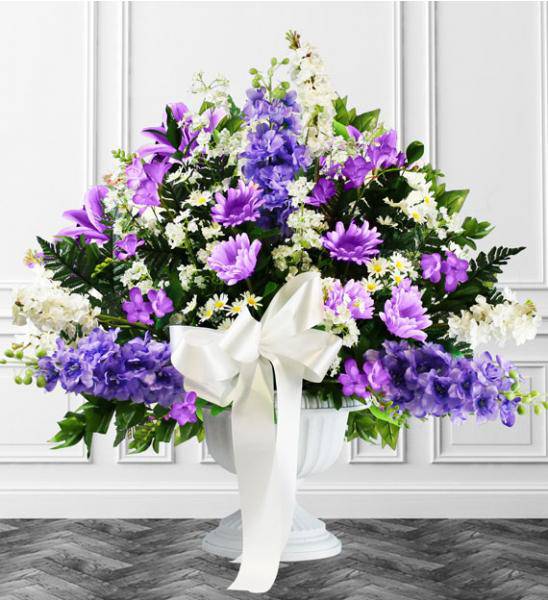 Flowers: Lavender Funeral Floor Basket - Deluxe