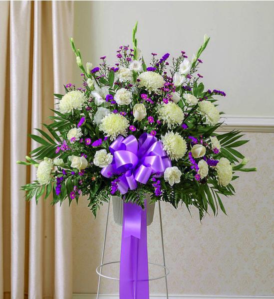 Flowers: Lavender Standing Funeral Basket - Deluxe