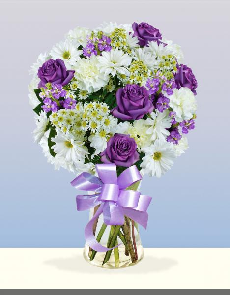 Flowers: Lavender Sympathy Vase Arrangement - Premium