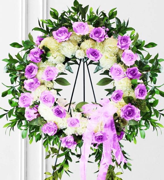 Valentines Day Or Funeral Bouquet Purple White Flowers Sympathy