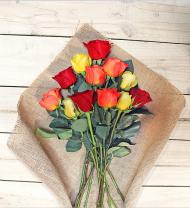 One Dozen Colorful Roses