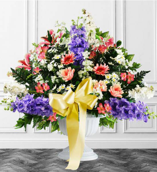 Flowers: Pastel Funeral Floor Basket - Premium