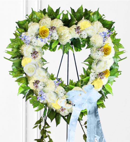 Sympathy Wreath With Pastel Flowers - Premium