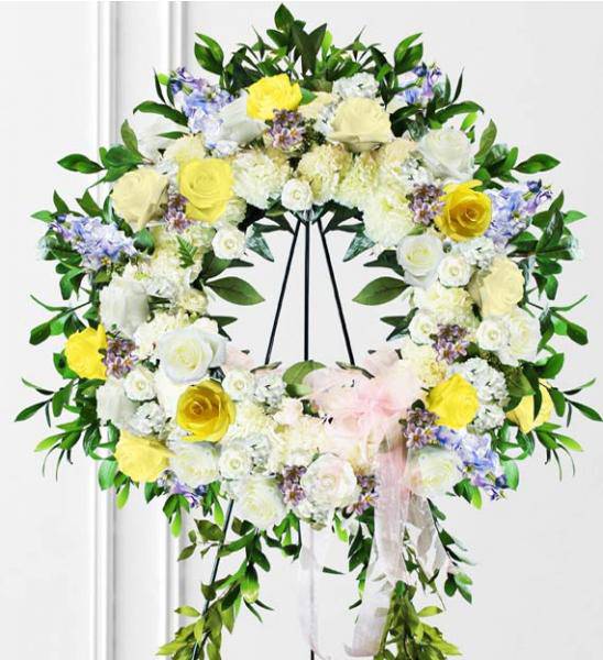 Sympathy Wreath With Pastel Flowers - Standard