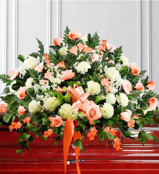 Flowers: Peach Casket Spray - Premium