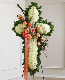 Peach & White Sympathy Cross