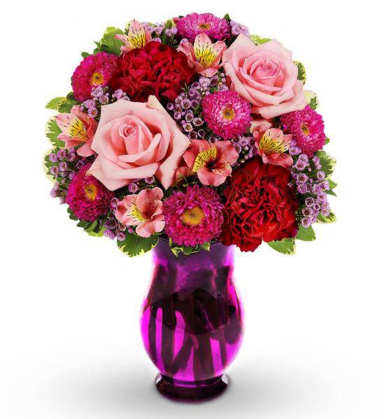 Flowers: Pink And Red Mixed Bouquet - Premium