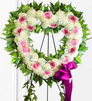 Pink & White Sympathy Heart Wreath