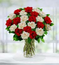 2 Dozen Red and White Rose Bouquet