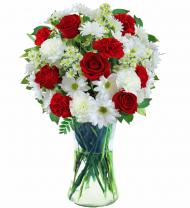 Red and White Sympathy Vase