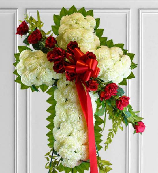 Flowers: Red Sympathy Cross - Premium