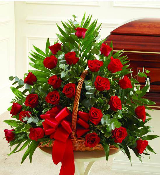 Flowers: Red Sympathy Basket - Deluxe