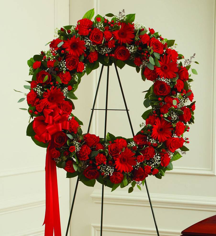 Red Sympathy Wreath | Avas Flowers