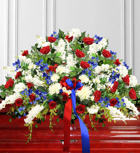 Red White Blue Sympathy Casket Spray