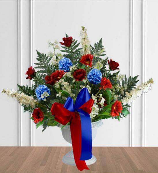 Flowers: Patriotic Funeral Floor Basket - Premium
