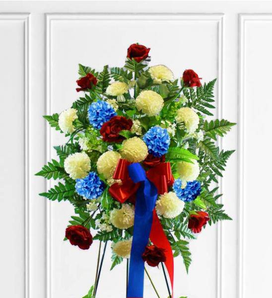 Flowers: Red, White & Blue Sympathy Spray - Deluxe
