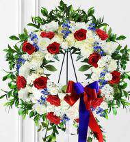 Red, White & Blue Sympathy Wreath