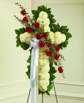 Red & White Sympathy Cross