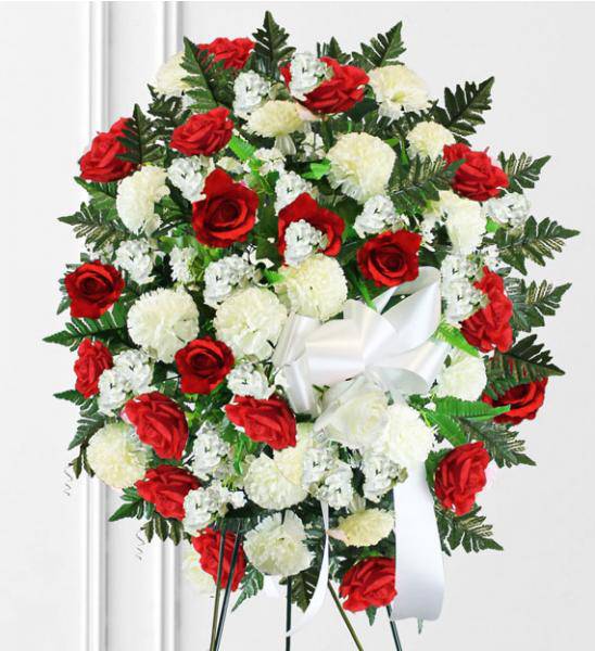 Flowers: Red & White Sympathy Spray - Deluxe