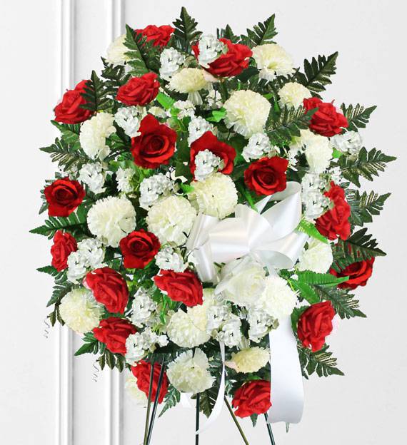 White & Red Floral Stand