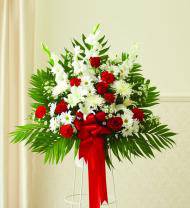 Red & White Sympathy Standing Basket