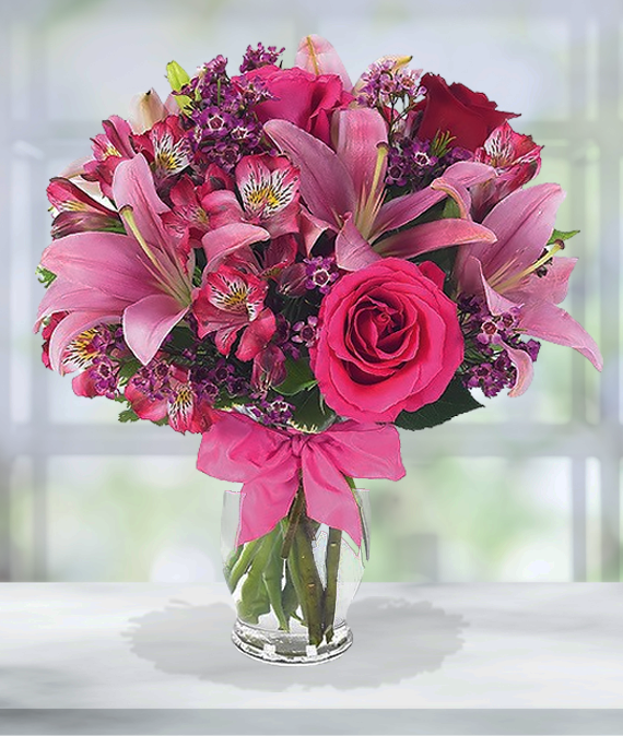 Pink Rose and Lily Bouquet