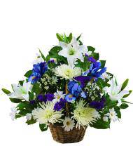 Small Traditional Blue and White Sympathy Basket