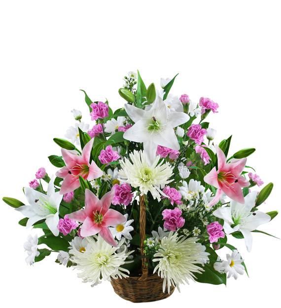 Small Traditional Pink and White Sympathy Basket