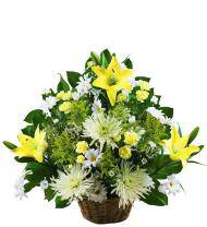 Small Traditional Yellow and White Sympathy Basket