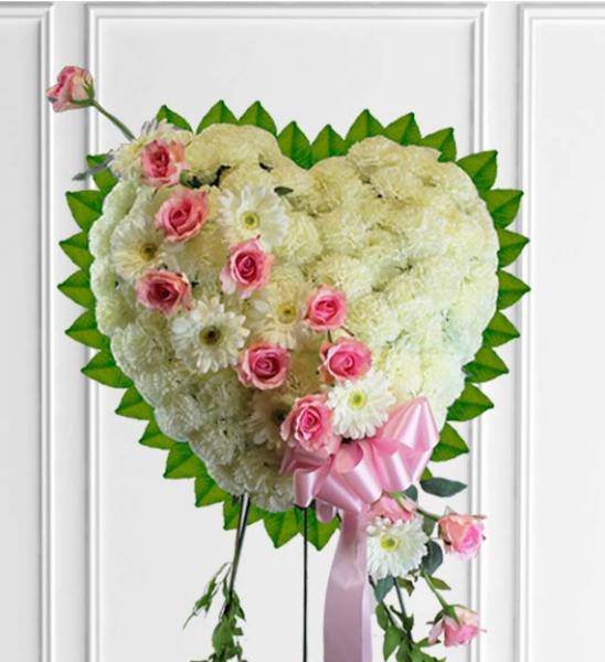 Flowers: Pink Sympathy Heart Arrangement - Premium