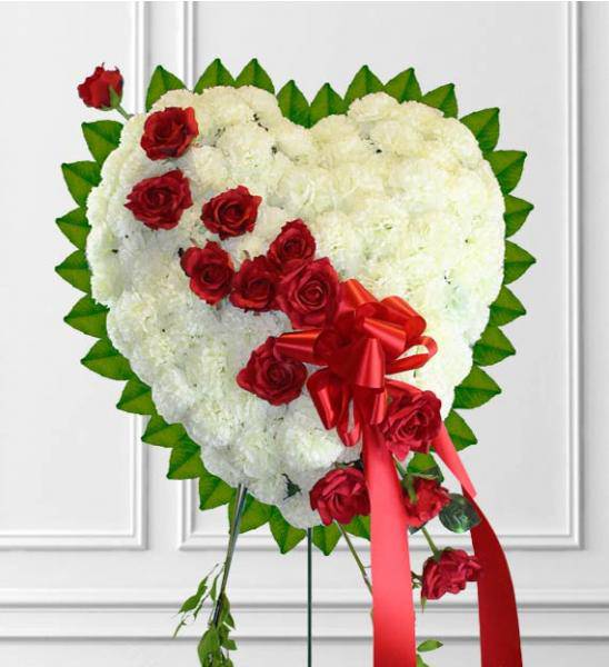Flowers: Red Sympathy Heart Arrangement - Premium